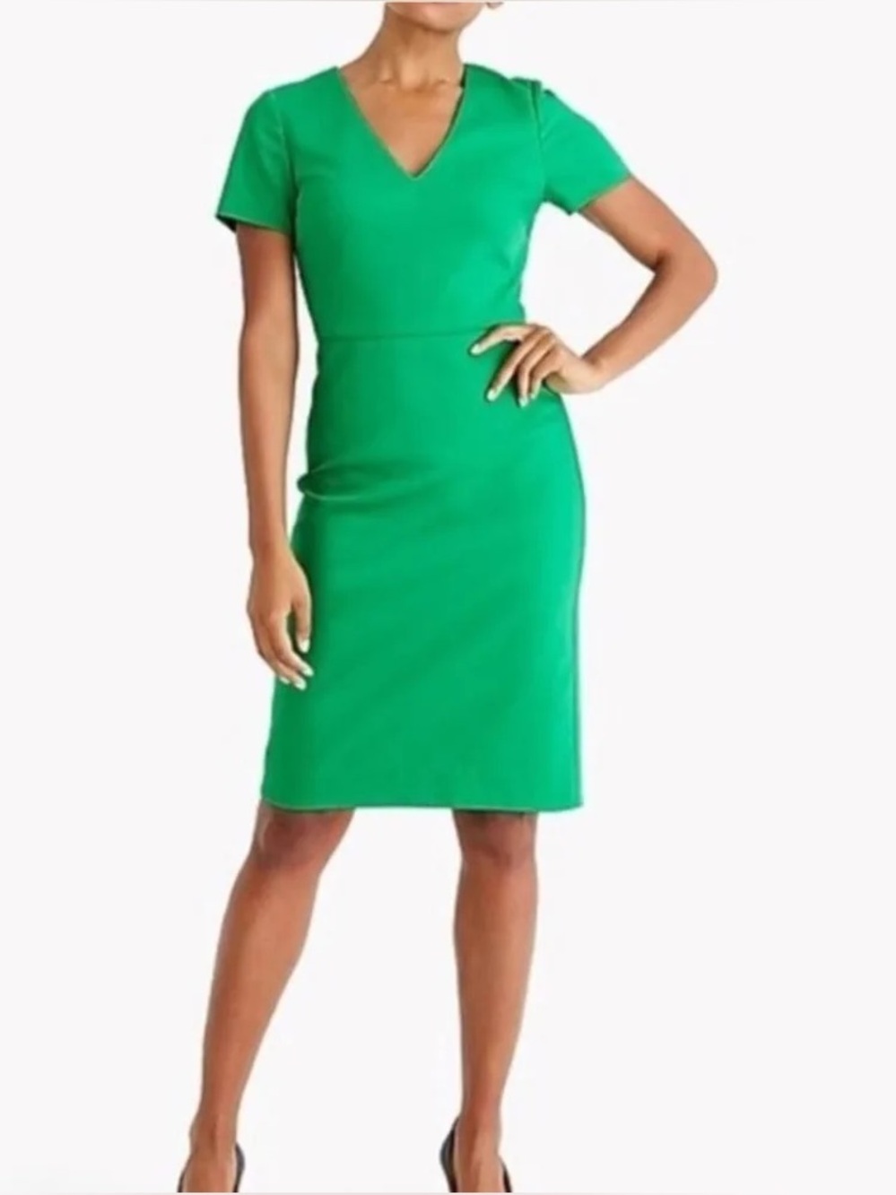 J. Crew Green V-Neck Sheath Dress
